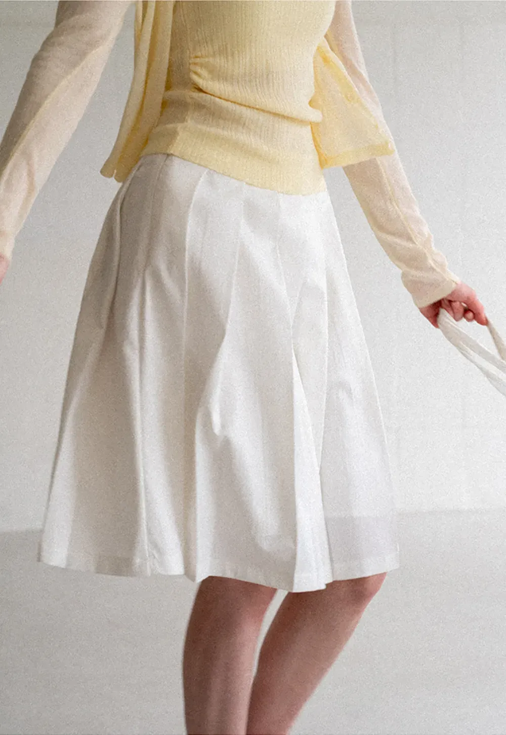 Pleated A Line Midi Skirt
