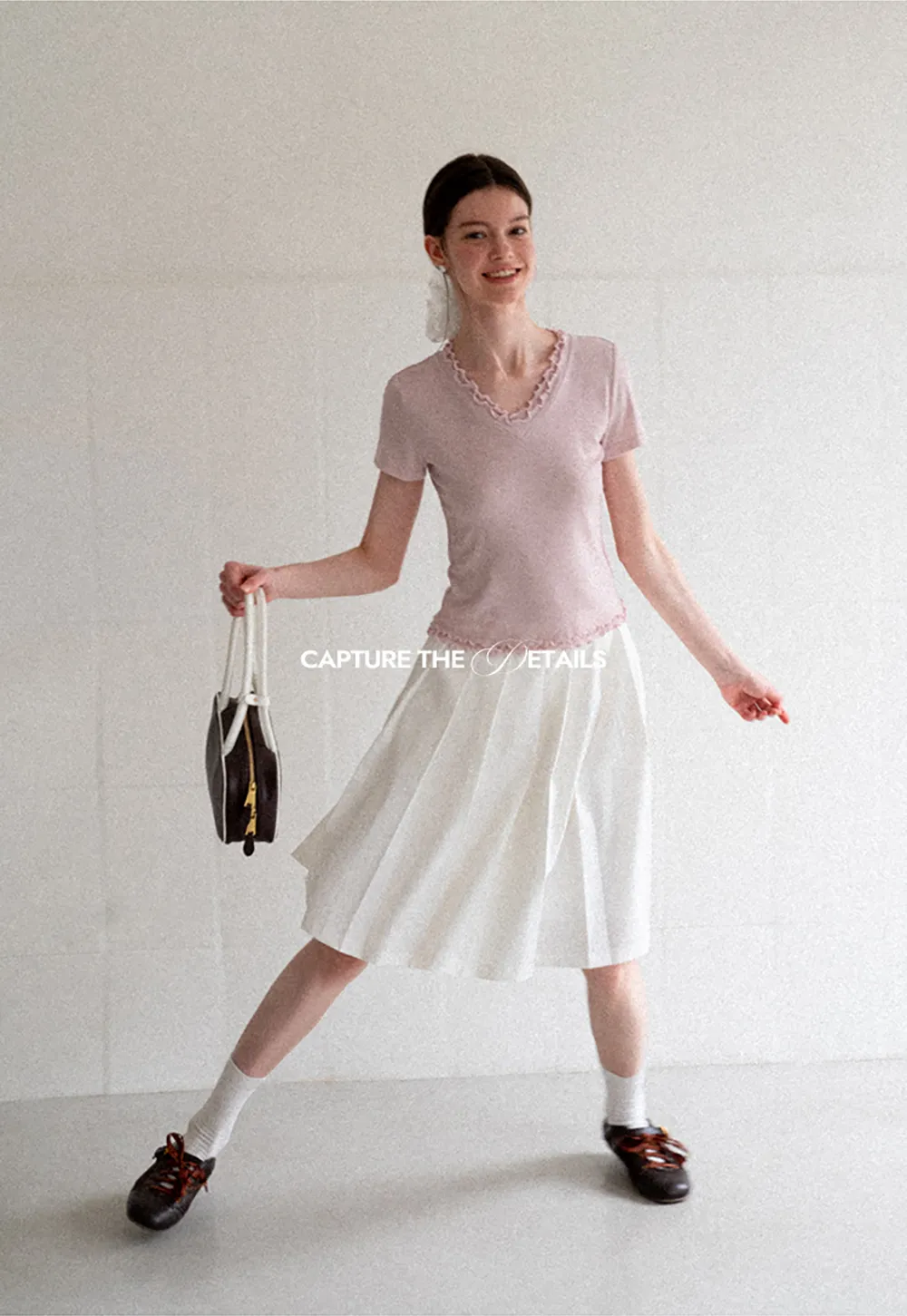 Pleated A Line Midi Skirt