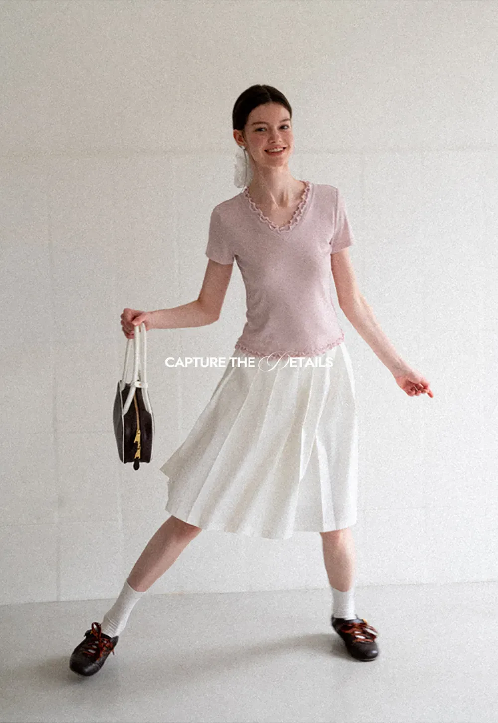 Pleated A Line Midi Skirt