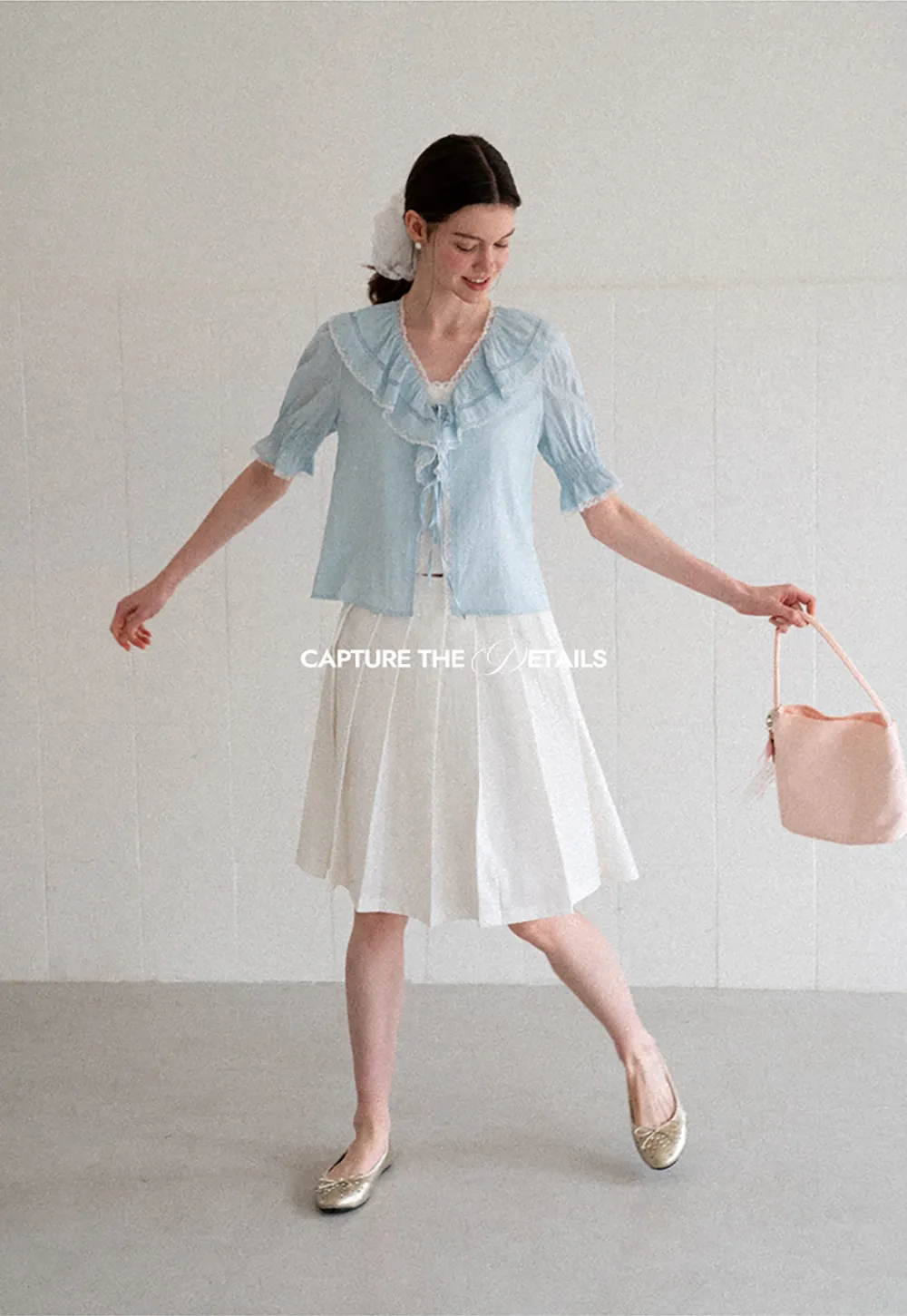 Pleated A Line Midi Skirt