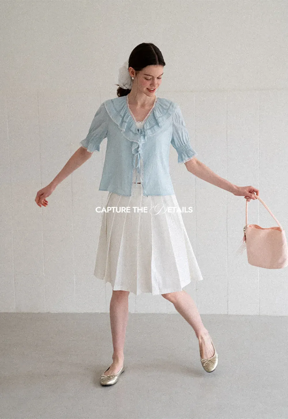 Pleated A Line Midi Skirt