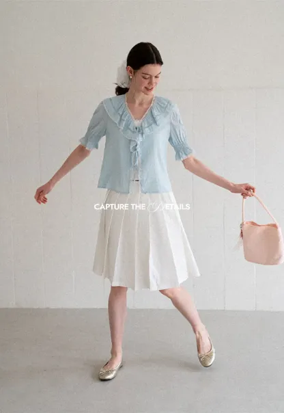 Pleated A Line Midi Skirt