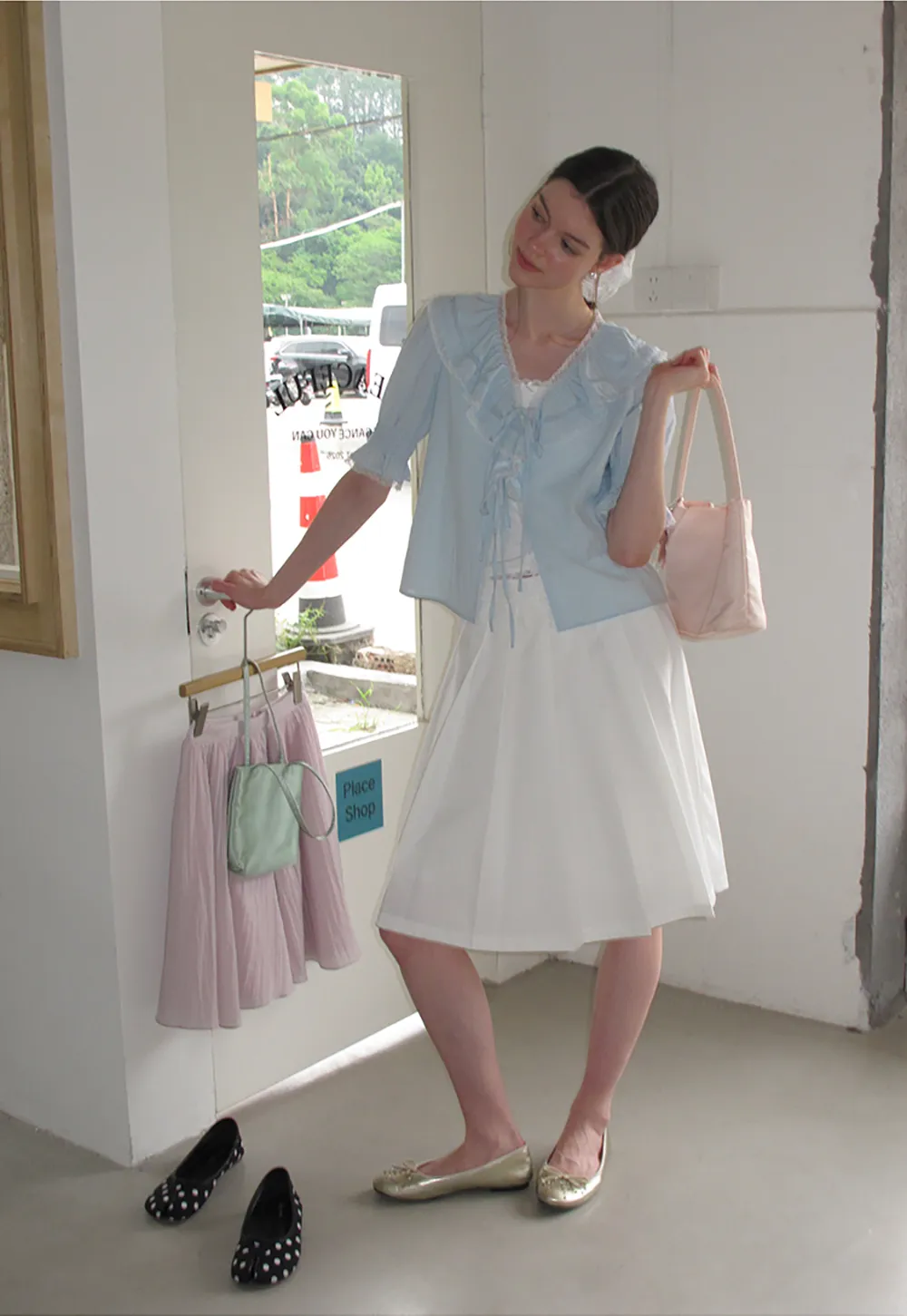 Pleated A Line Midi Skirt