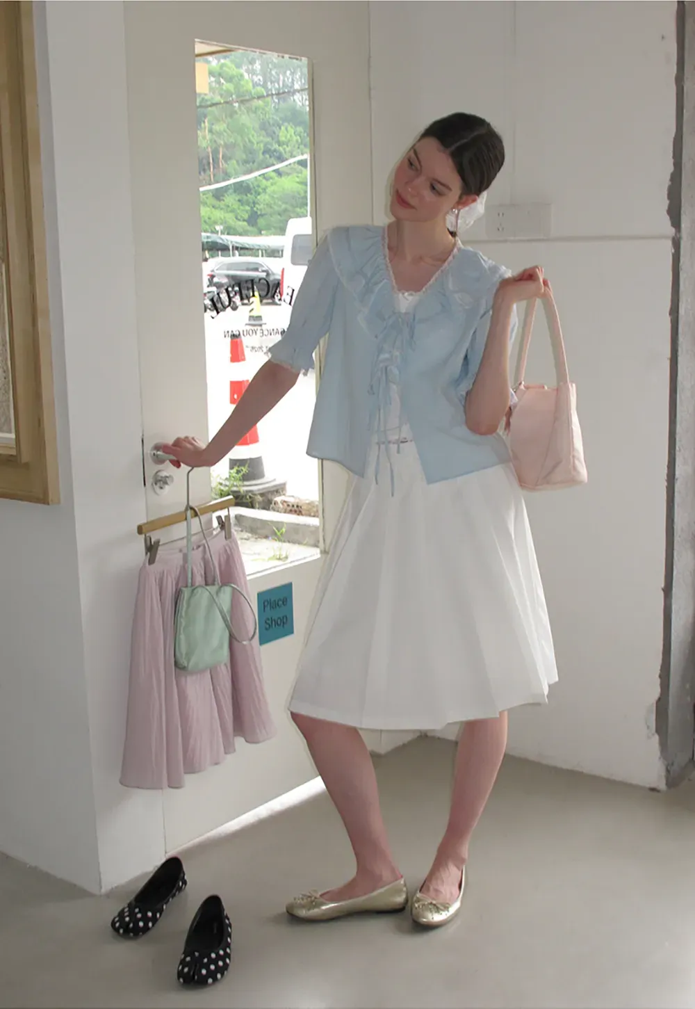 Pleated A Line Midi Skirt