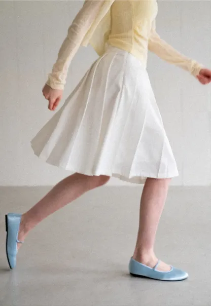 Pleated A Line Midi Skirt