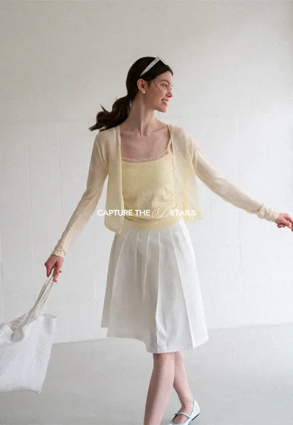 Pleated A Line Midi Skirt