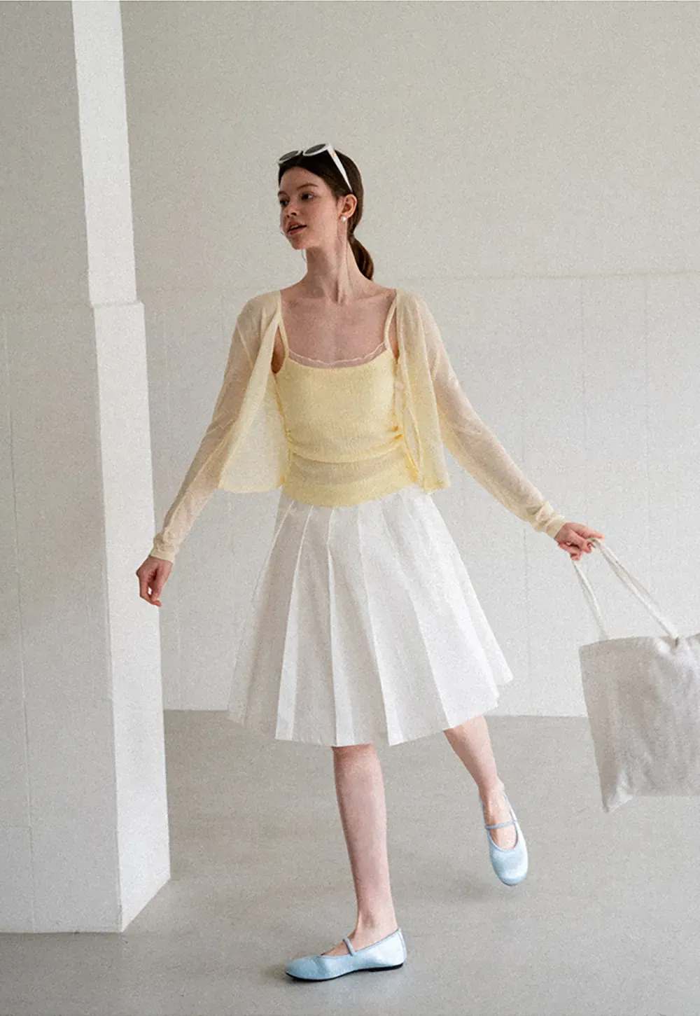 Pleated A Line Midi Skirt