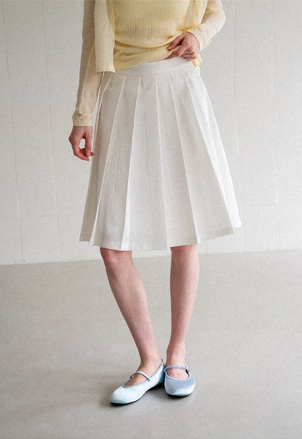 Pleated A Line Midi Skirt