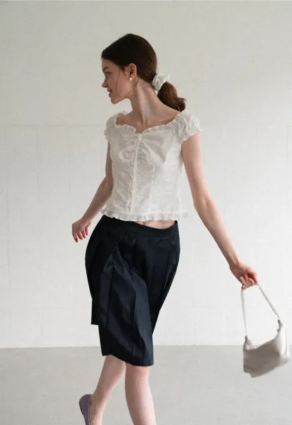 Pleated A Line Midi Skirt