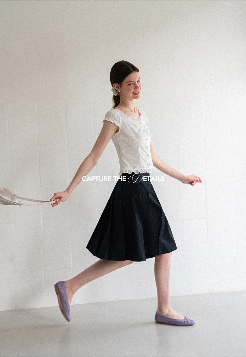Pleated A Line Midi Skirt