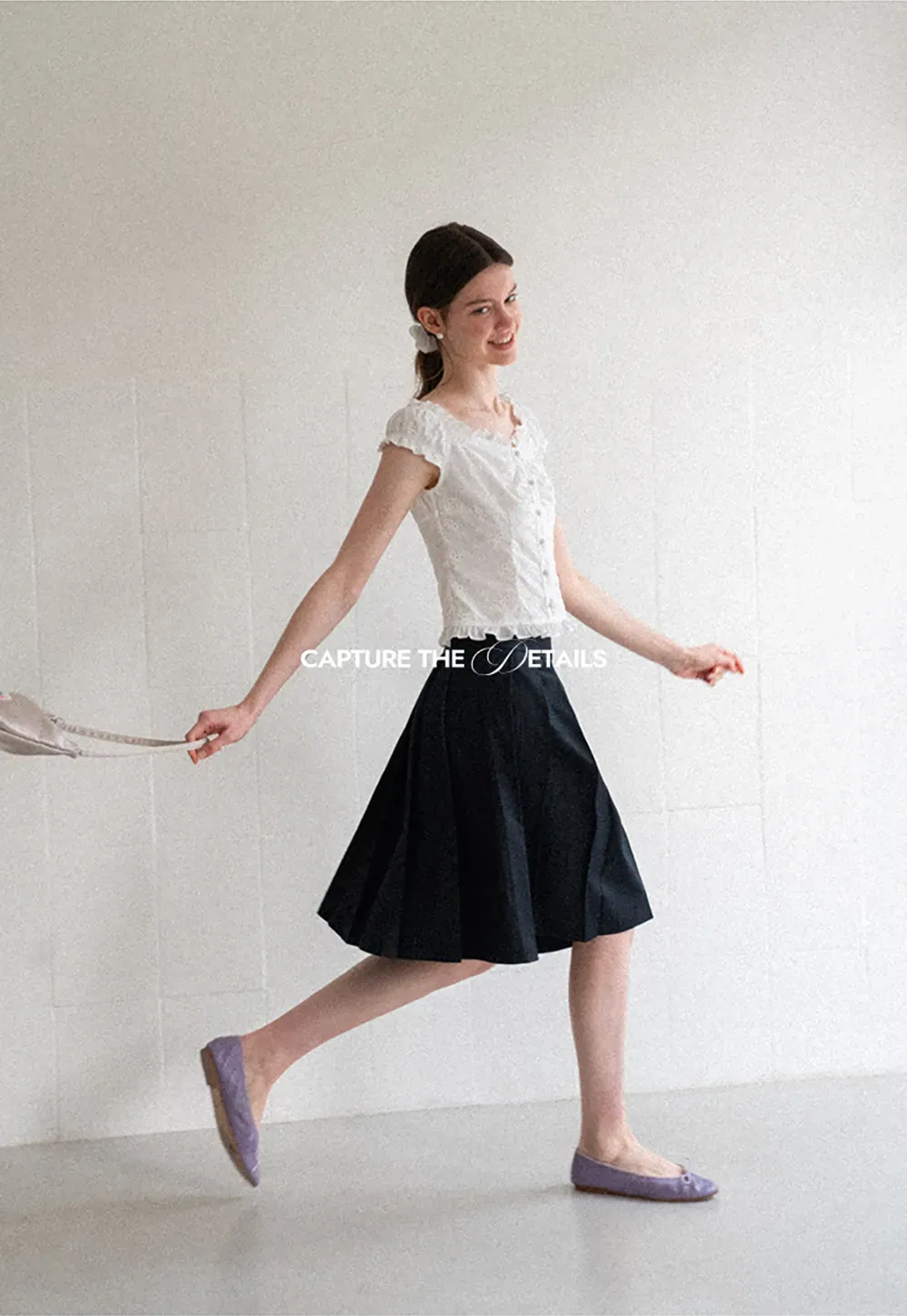 Pleated A Line Midi Skirt