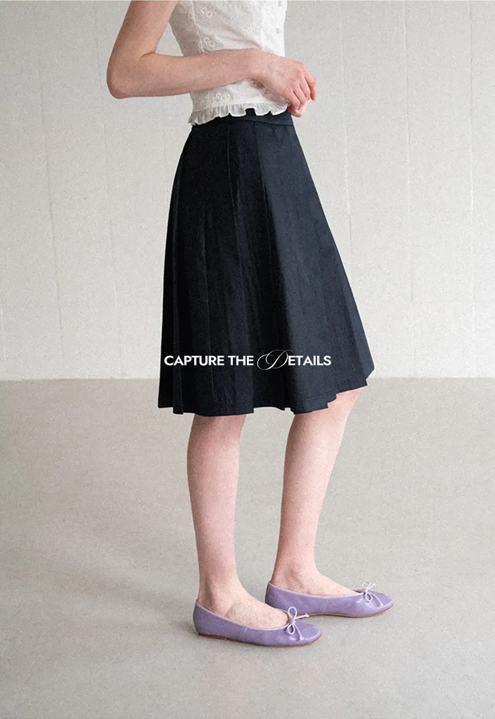 Pleated A Line Midi Skirt