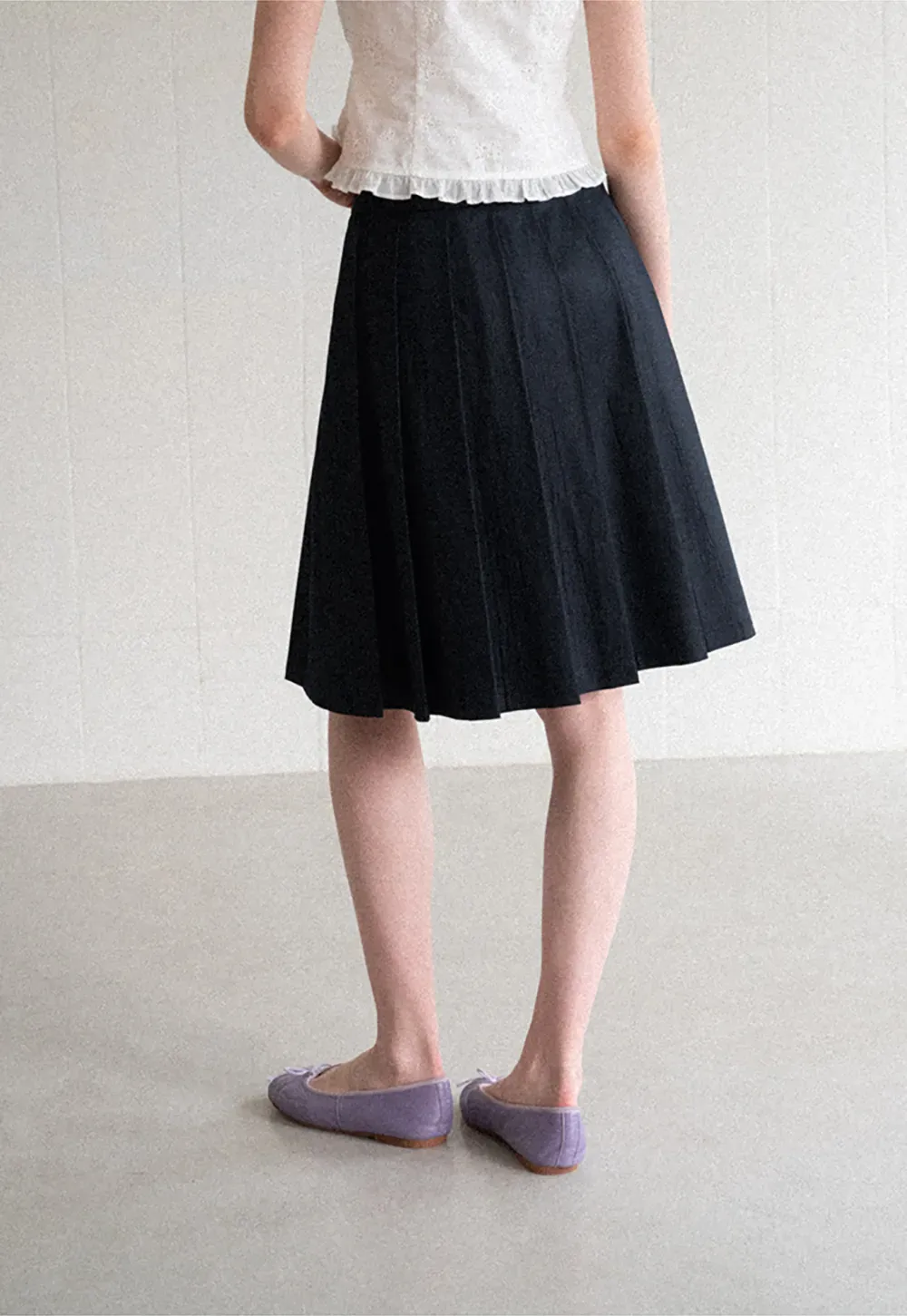 Pleated A Line Midi Skirt
