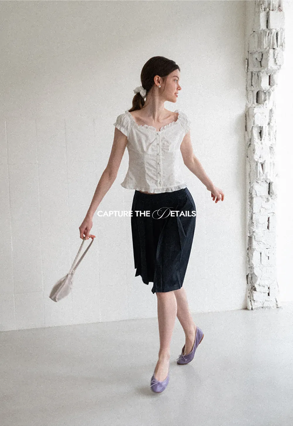 Pleated A Line Midi Skirt