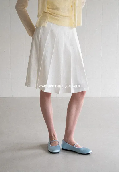 Pleated A Line Midi Skirt