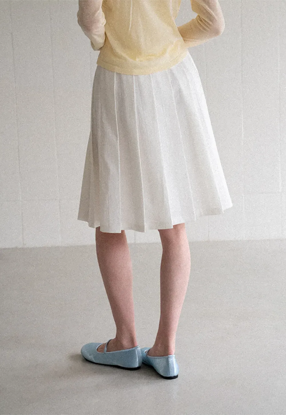 Pleated A Line Midi Skirt