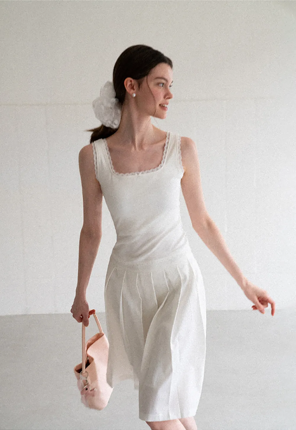 Pleated A Line Midi Skirt