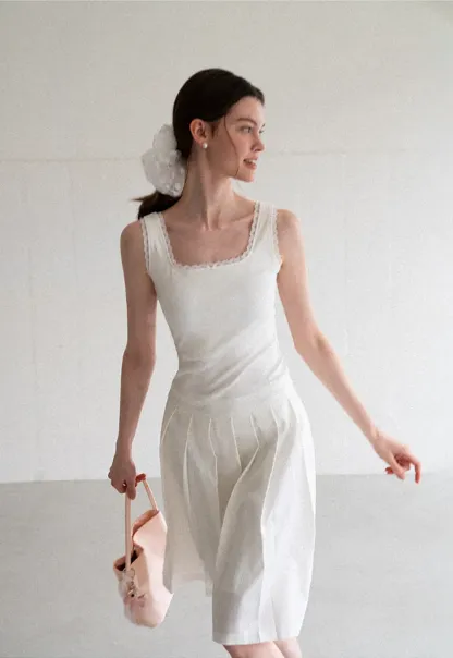 Pleated A Line Midi Skirt