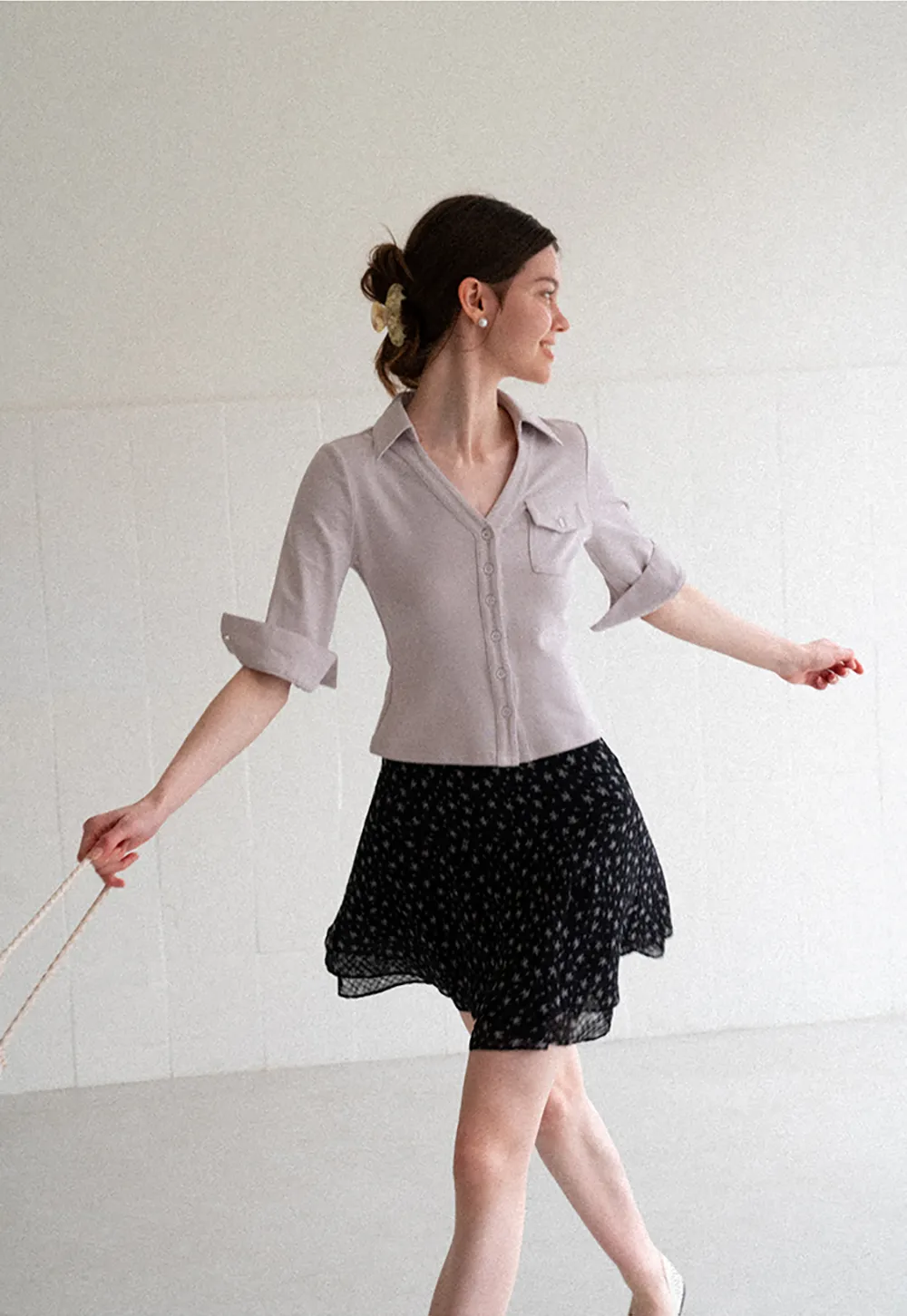 Floral Print Layered A Line Skirt