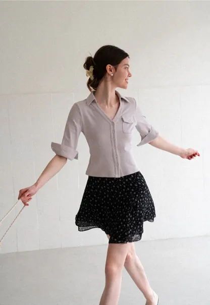 Floral Print Layered A Line Skirt