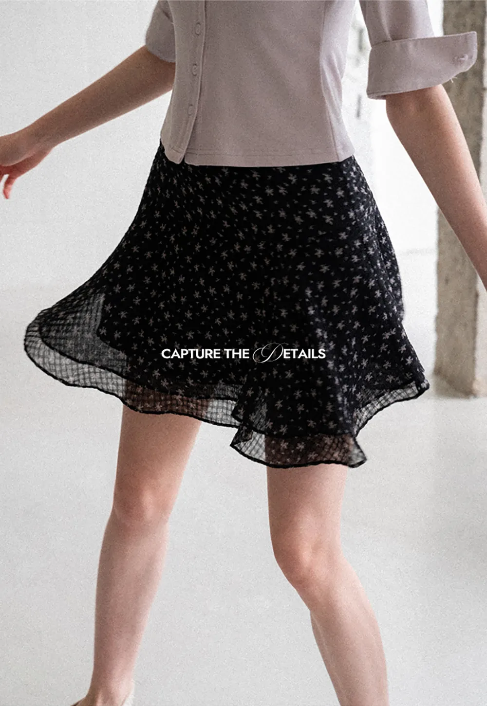 Floral Print Layered A Line Skirt