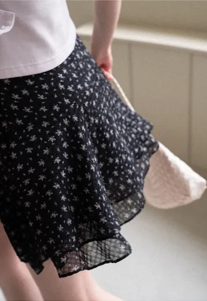 Floral Print Layered A Line Skirt
