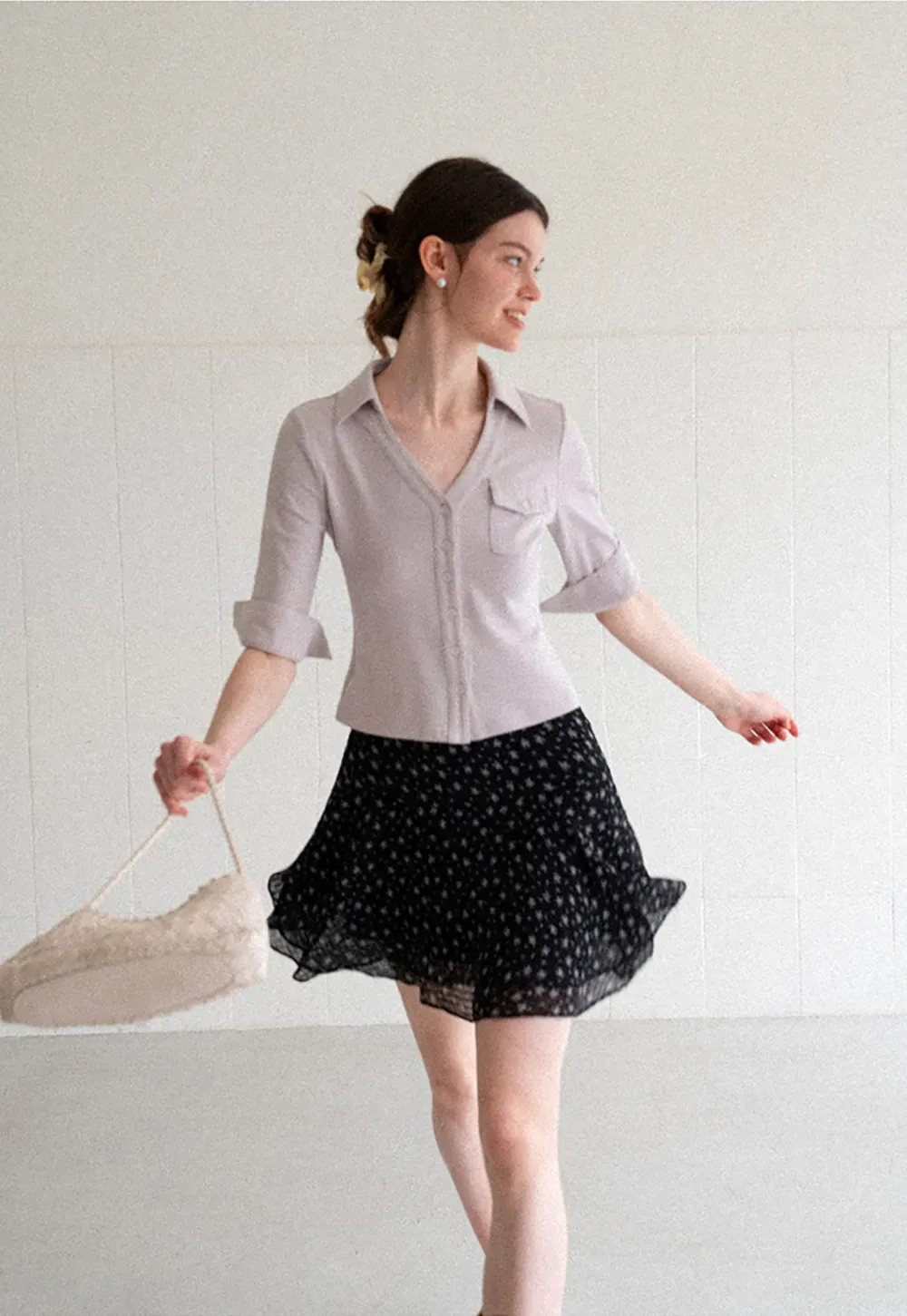 Floral Print Layered A Line Skirt