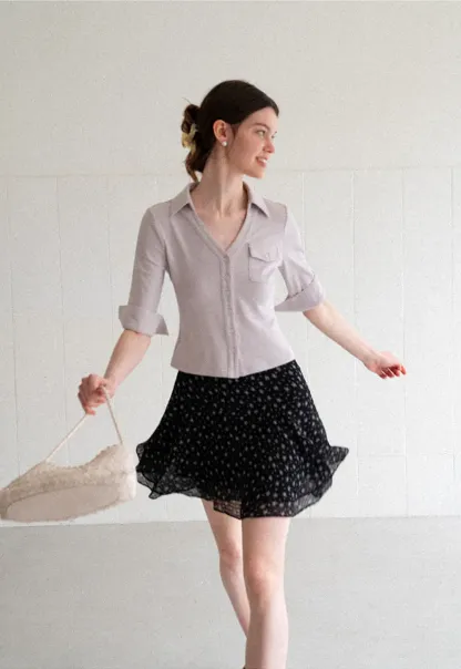 Floral Print Layered A Line Skirt
