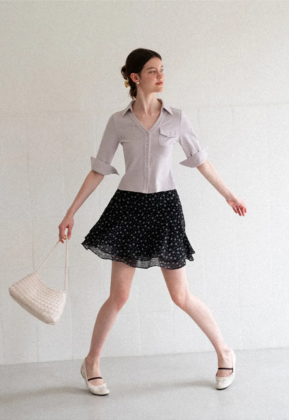 Floral Print Layered A Line Skirt