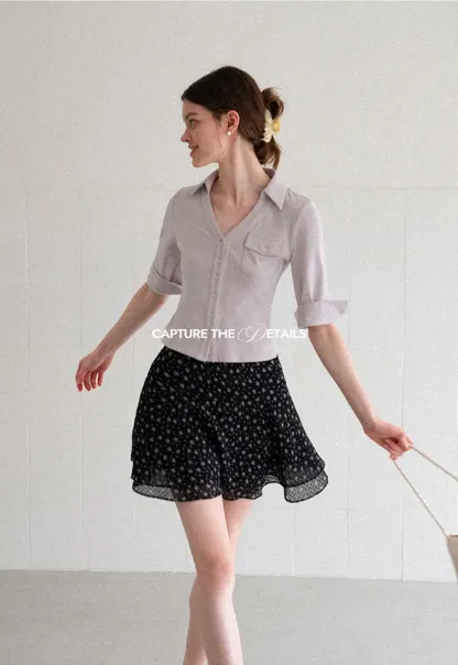 Floral Print Layered A Line Skirt