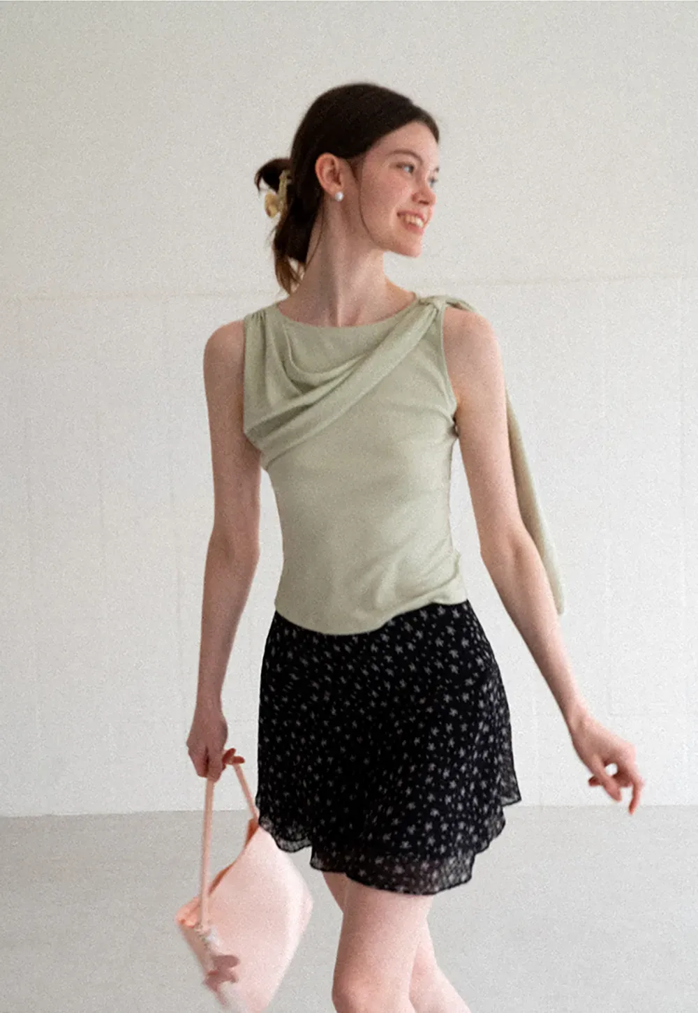 Floral Print Layered A Line Skirt
