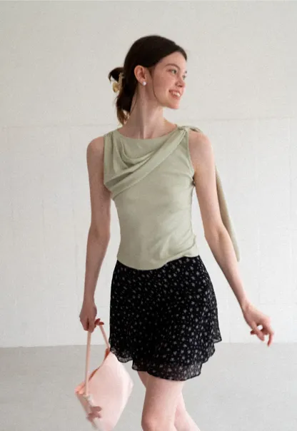 Floral Print Layered A Line Skirt