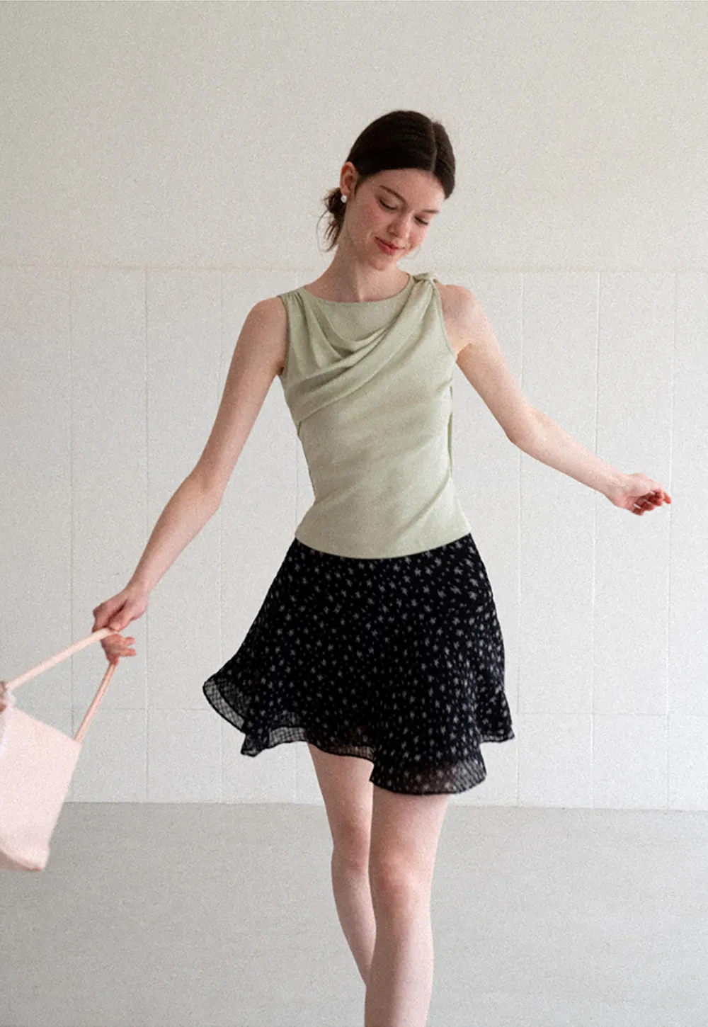 Floral Print Layered A Line Skirt