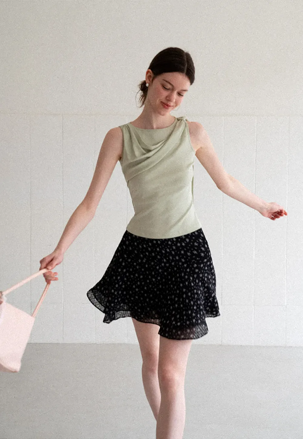 Floral Print Layered A Line Skirt