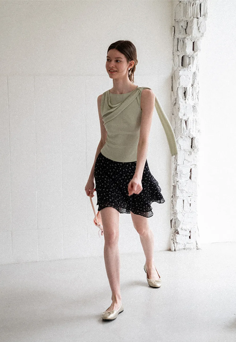 Floral Print Layered A Line Skirt