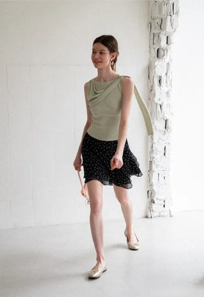 Floral Print Layered A Line Skirt