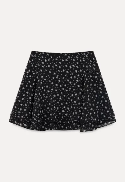 Floral Print Layered A Line Skirt