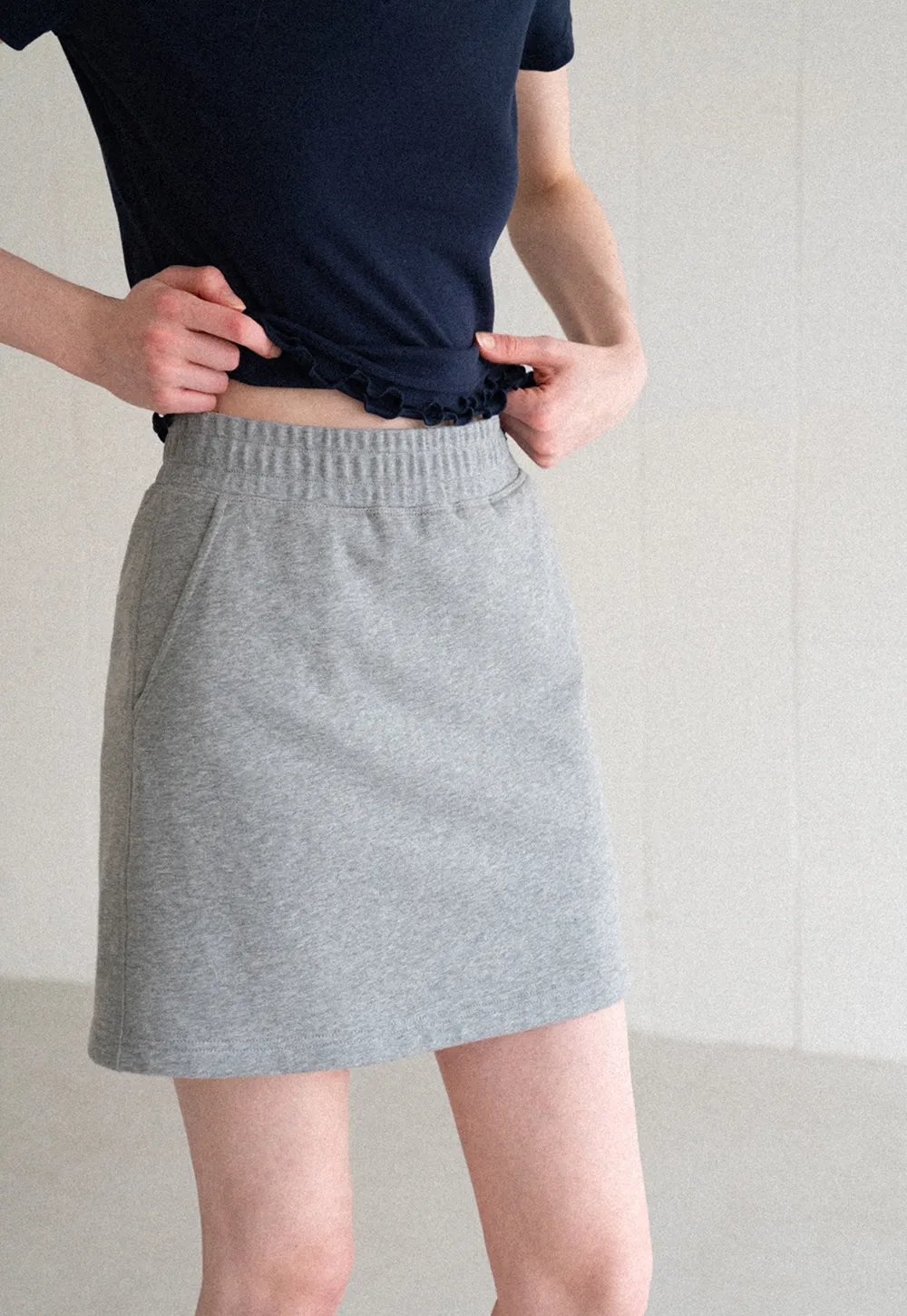 Ribbed Waistband Mini Skirt