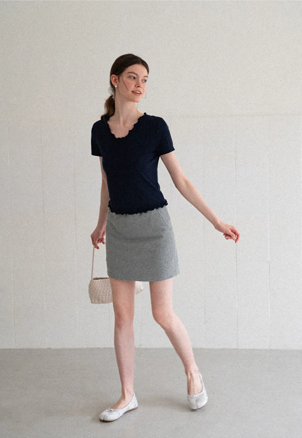 Ribbed Waistband Mini Skirt