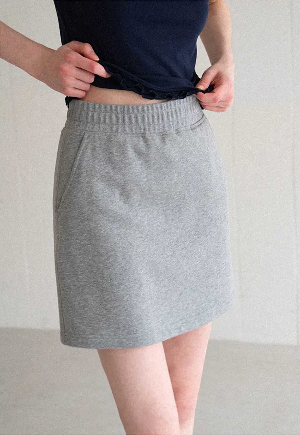 Ribbed Waistband Mini Skirt