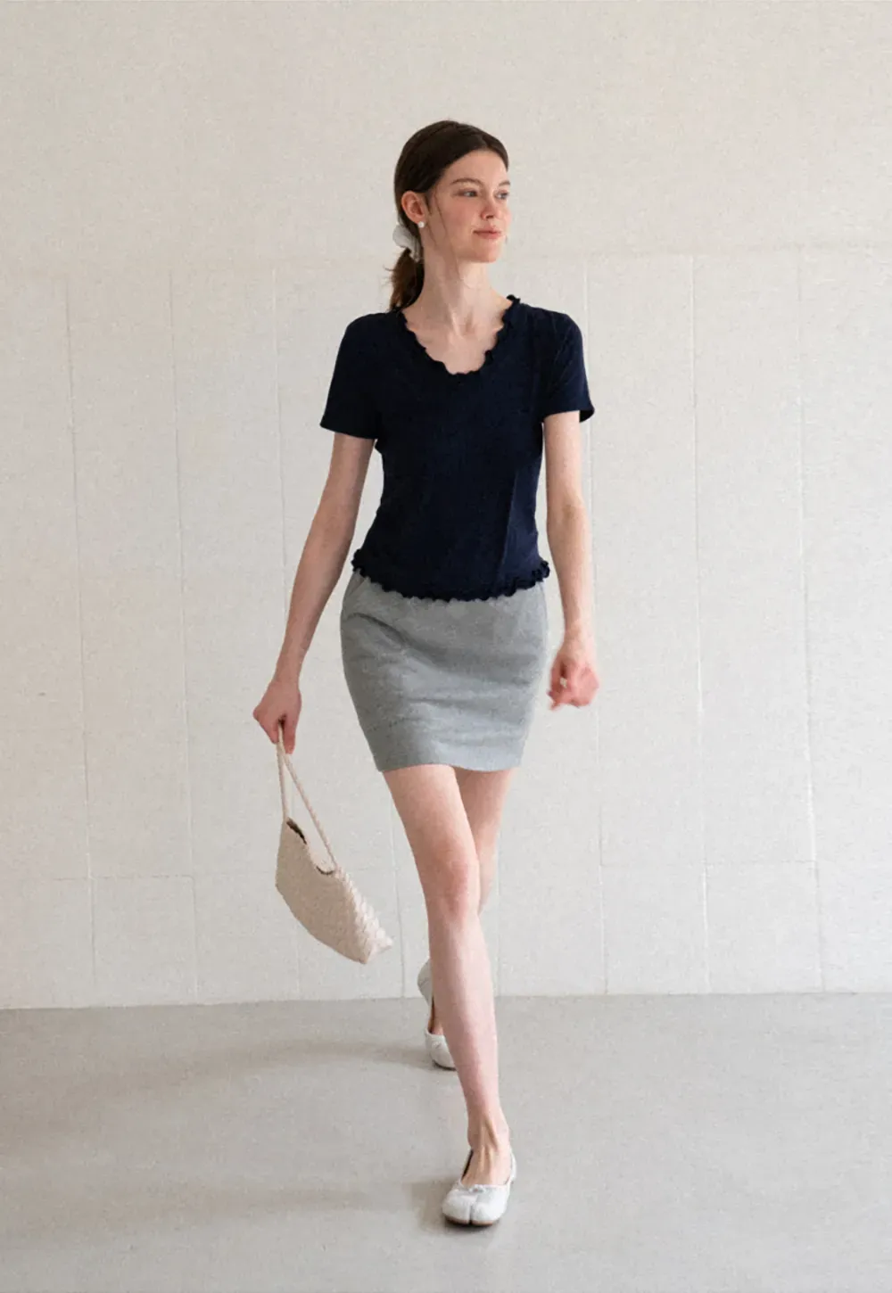Ribbed Waistband Mini Skirt