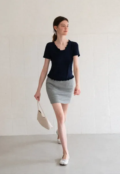 Ribbed Waistband Mini Skirt