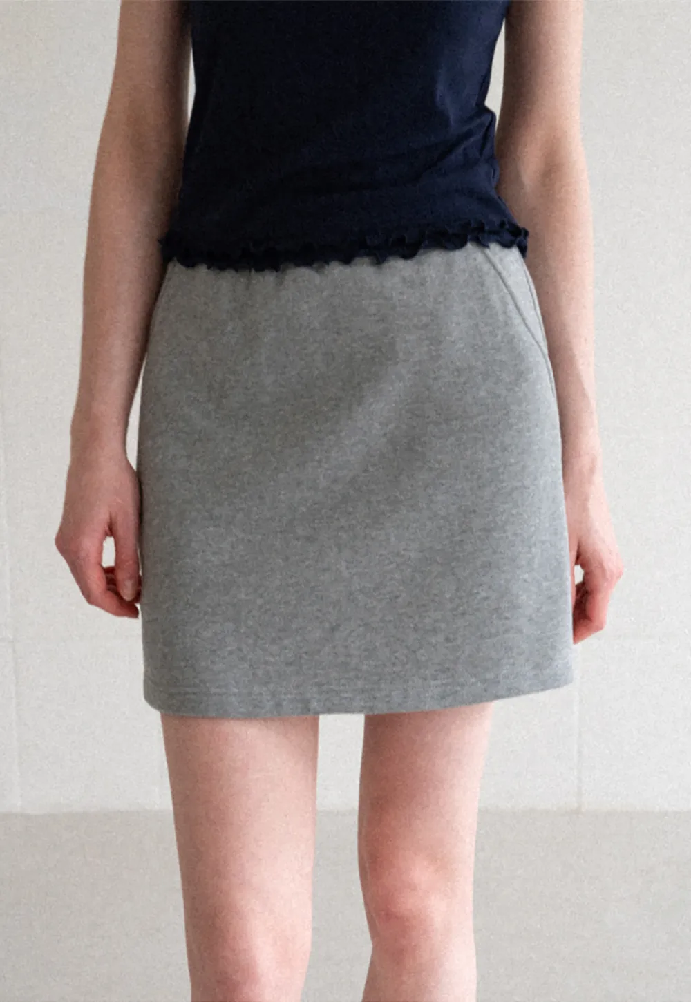 Ribbed Waistband Mini Skirt