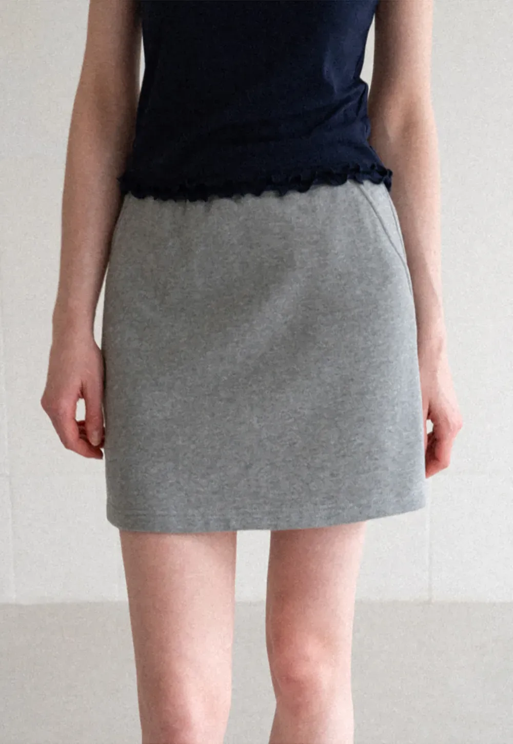 Ribbed Waistband Mini Skirt