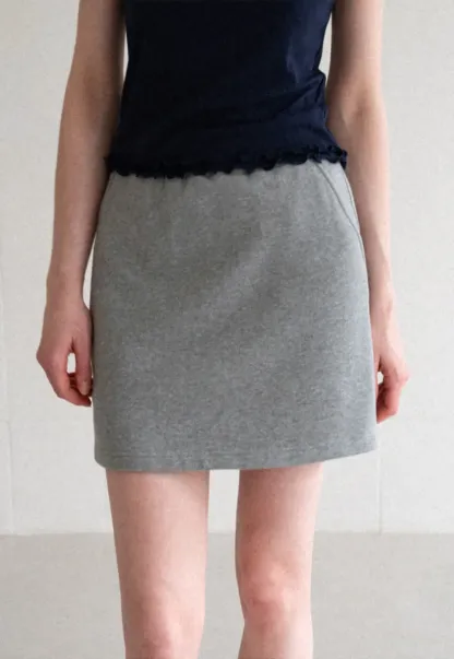 Ribbed Waistband Mini Skirt