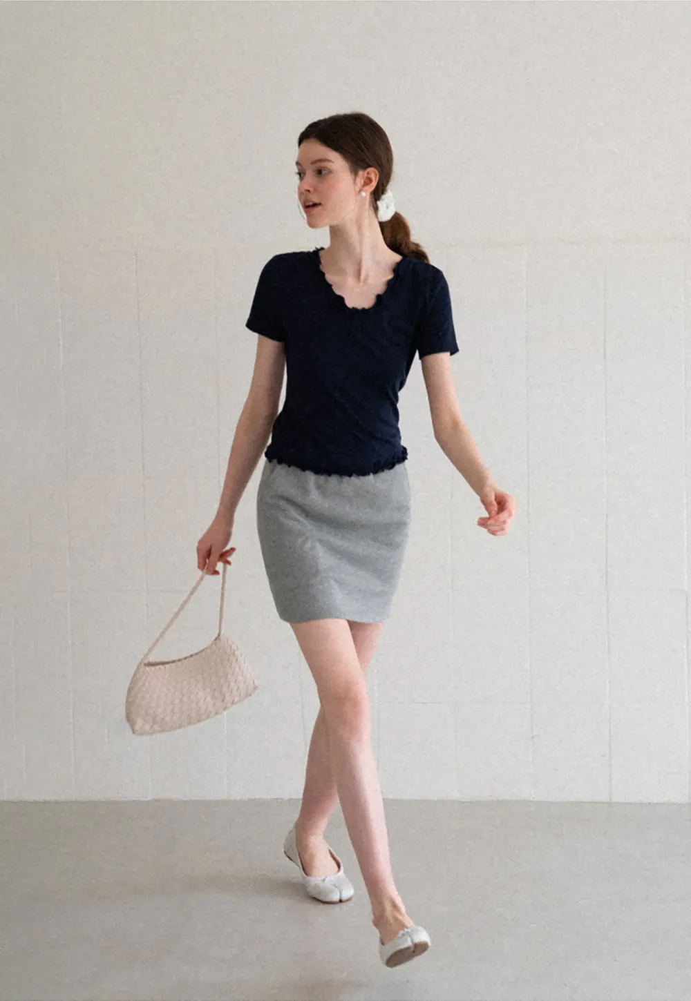 Ribbed Waistband Mini Skirt