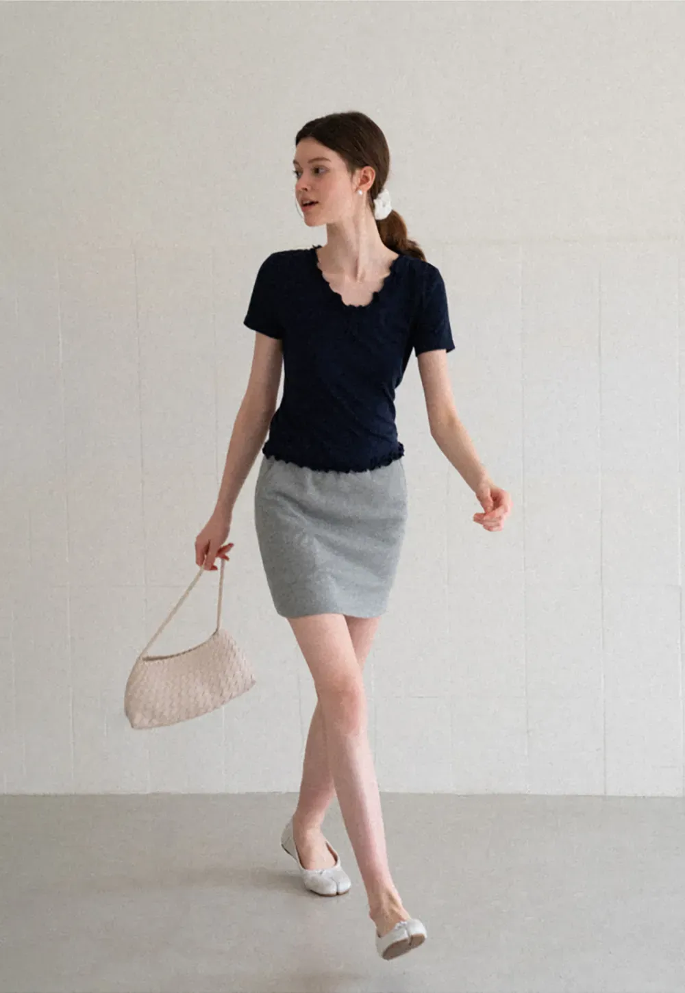 Ribbed Waistband Mini Skirt