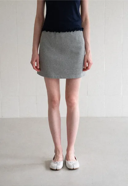 Ribbed Waistband Mini Skirt