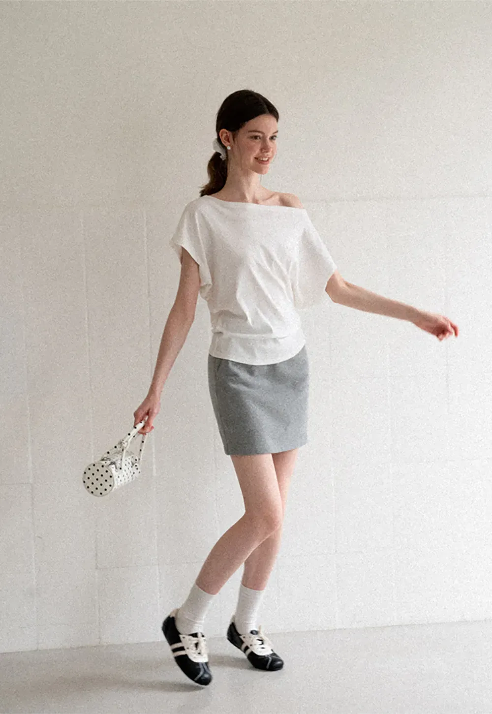Ribbed Waistband Mini Skirt