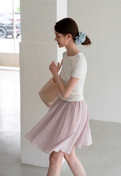 Pleated A Line Skirt